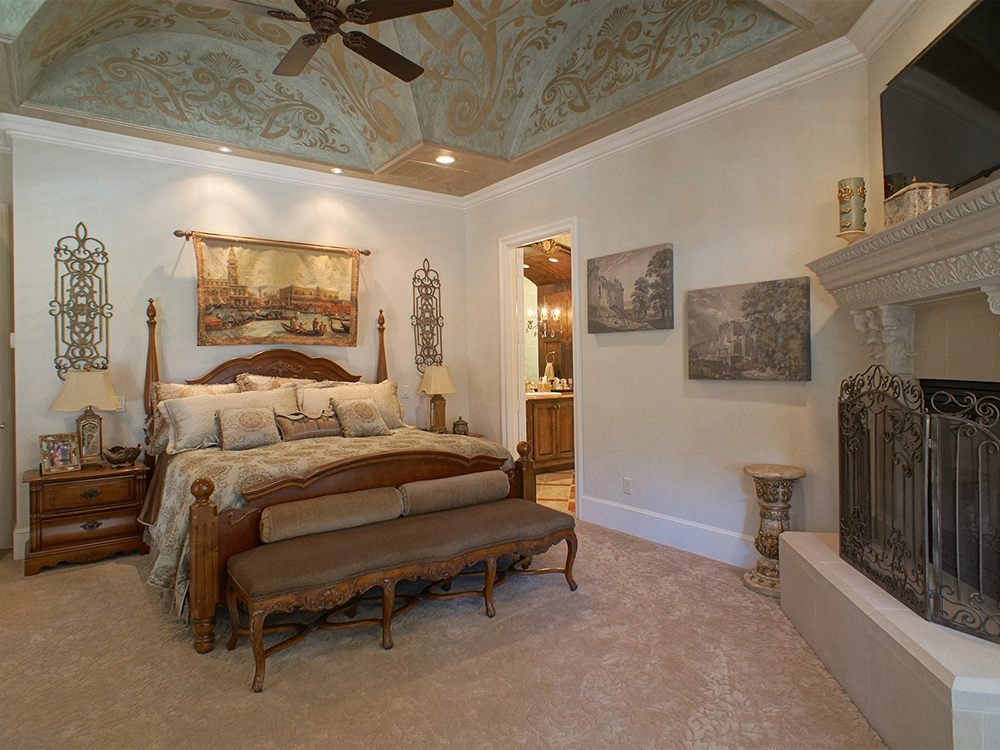 Master Bedroom with painted ceiling